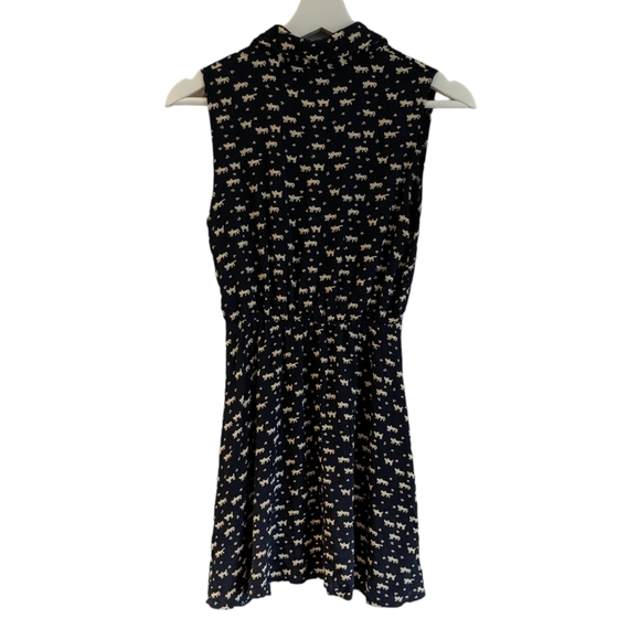 Korean Brand Dark Navy and Cream Cat Print Mini Dress XS - Picture 4 of 7